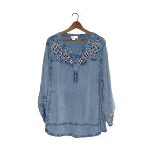 Style & Co woman boho tunic top blue size 2x